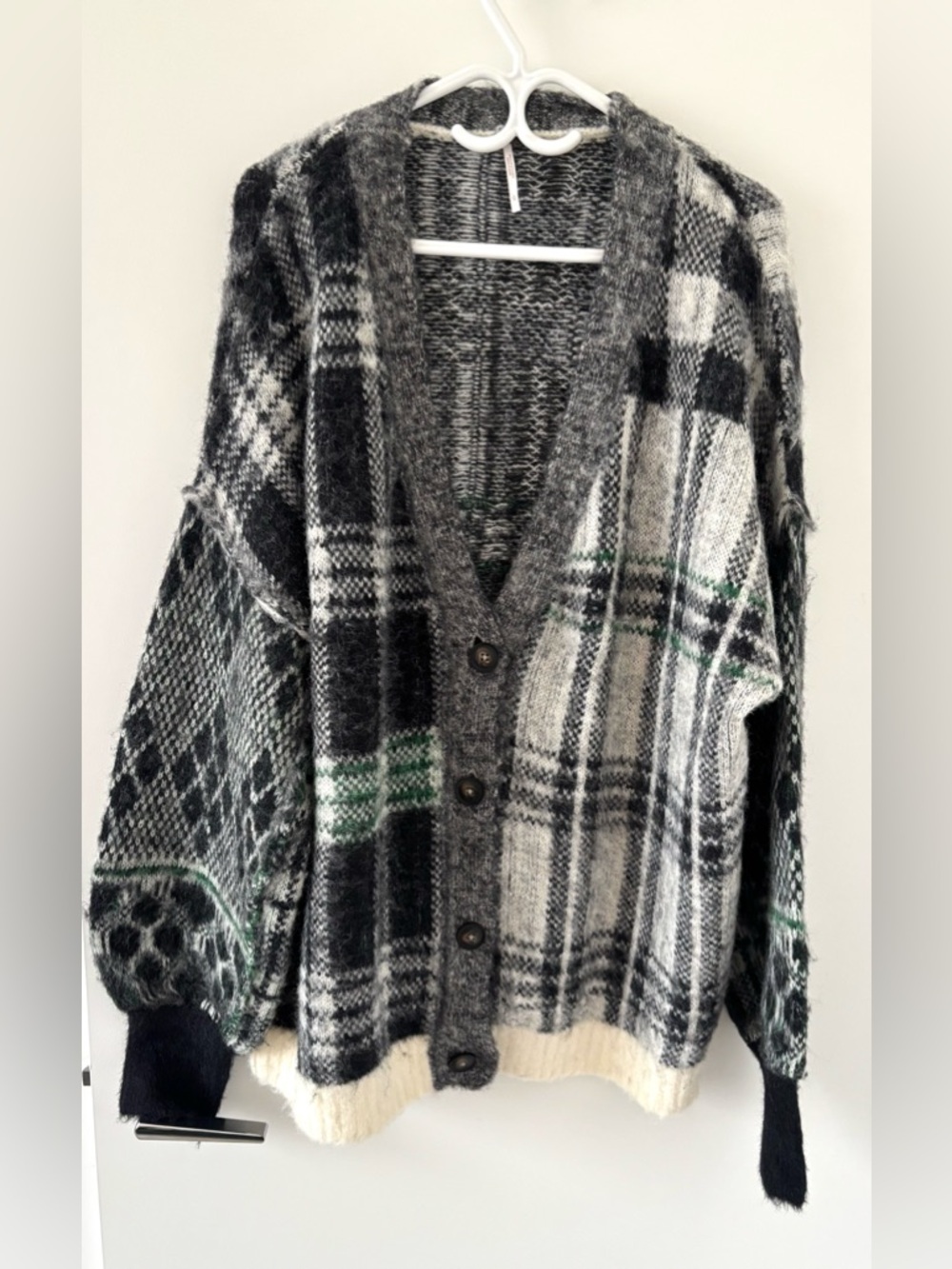 Free People plaid style wool cardigan